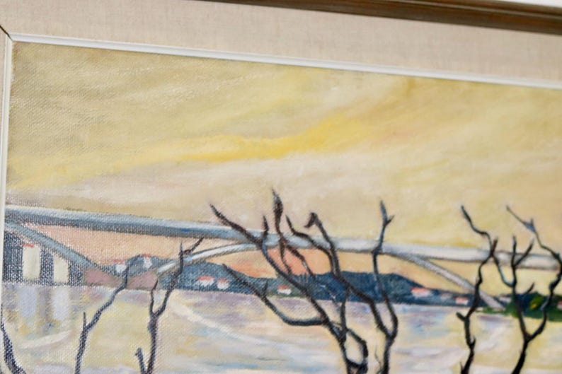 Original Swedish Oil On Canvas Painting "Water Side" --Vintage & Framed