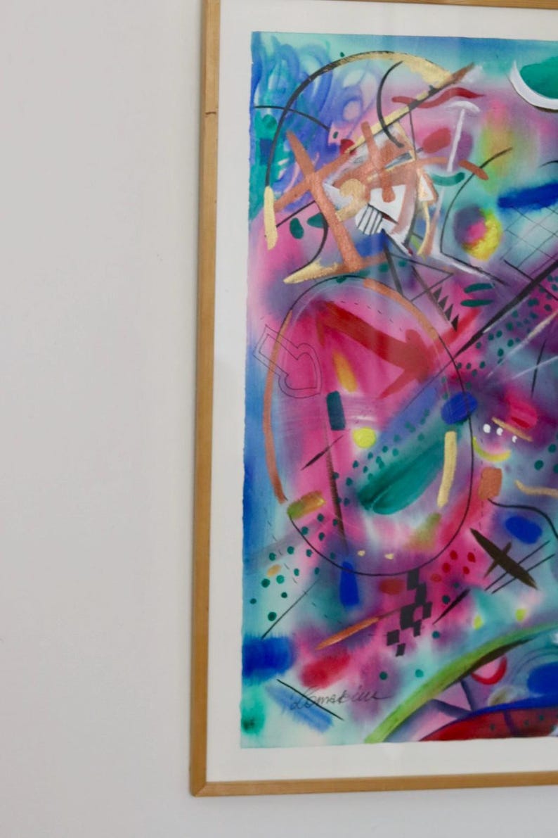 Mixed Media on Panel Painting "Joust" by MARINA LOMAKINA -- Framed