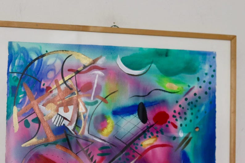 Mixed Media on Panel Painting "Joust" by MARINA LOMAKINA -- Framed