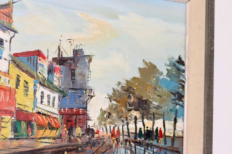 Swedish Oil On Canvas Painting "Moulin Rouge in Paris" by K. ISAKSON --Vintage & Framed