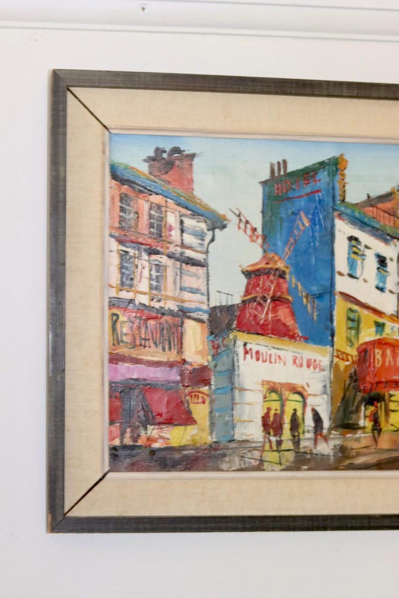Swedish Oil On Canvas Painting "Moulin Rouge in Paris" by K. ISAKSON --Vintage & Framed