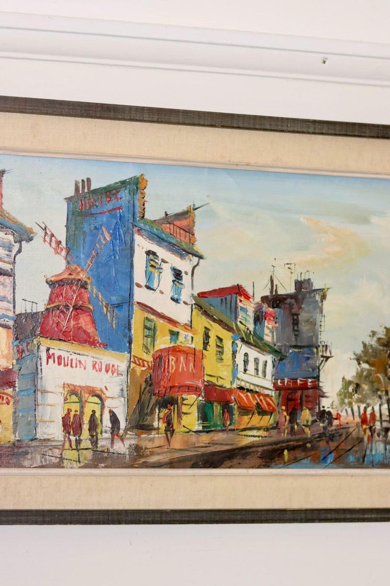 Swedish Oil On Canvas Painting "Moulin Rouge in Paris" by K. ISAKSON --Vintage & Framed