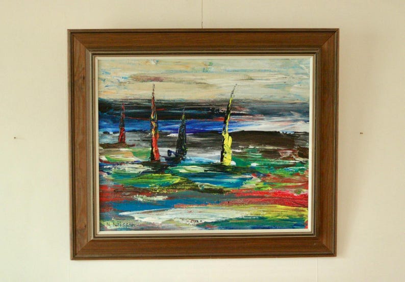 Original Mid-Century Swedish Oil on Canvas Painting "Östersund" by Nils Nilsson – Vintage & Framed | 58 × 49 cm / 22.8 × 19.3 in