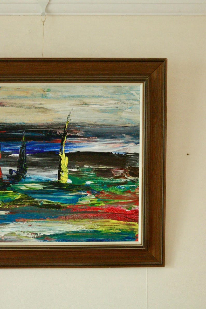 Original Mid-Century Swedish Oil on Canvas Painting "Östersund" by Nils Nilsson – Vintage & Framed | 58 × 49 cm / 22.8 × 19.3 in