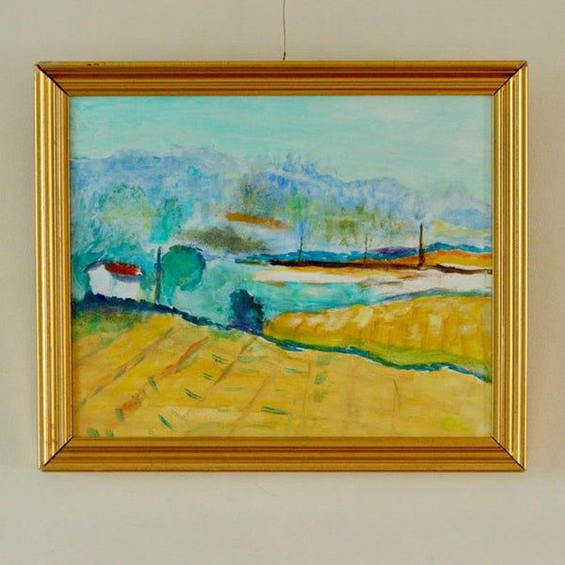 Original Swedish Oil Painting "Landscape" by Gerhard Larsson – Vintage & Framed | 40 × 32 cm / 15.7 × 12.6 in