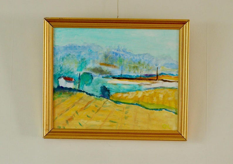 Original Swedish Oil Painting "Landscape" by Gerhard Larsson – Vintage & Framed | 40 × 32 cm / 15.7 × 12.6 in
