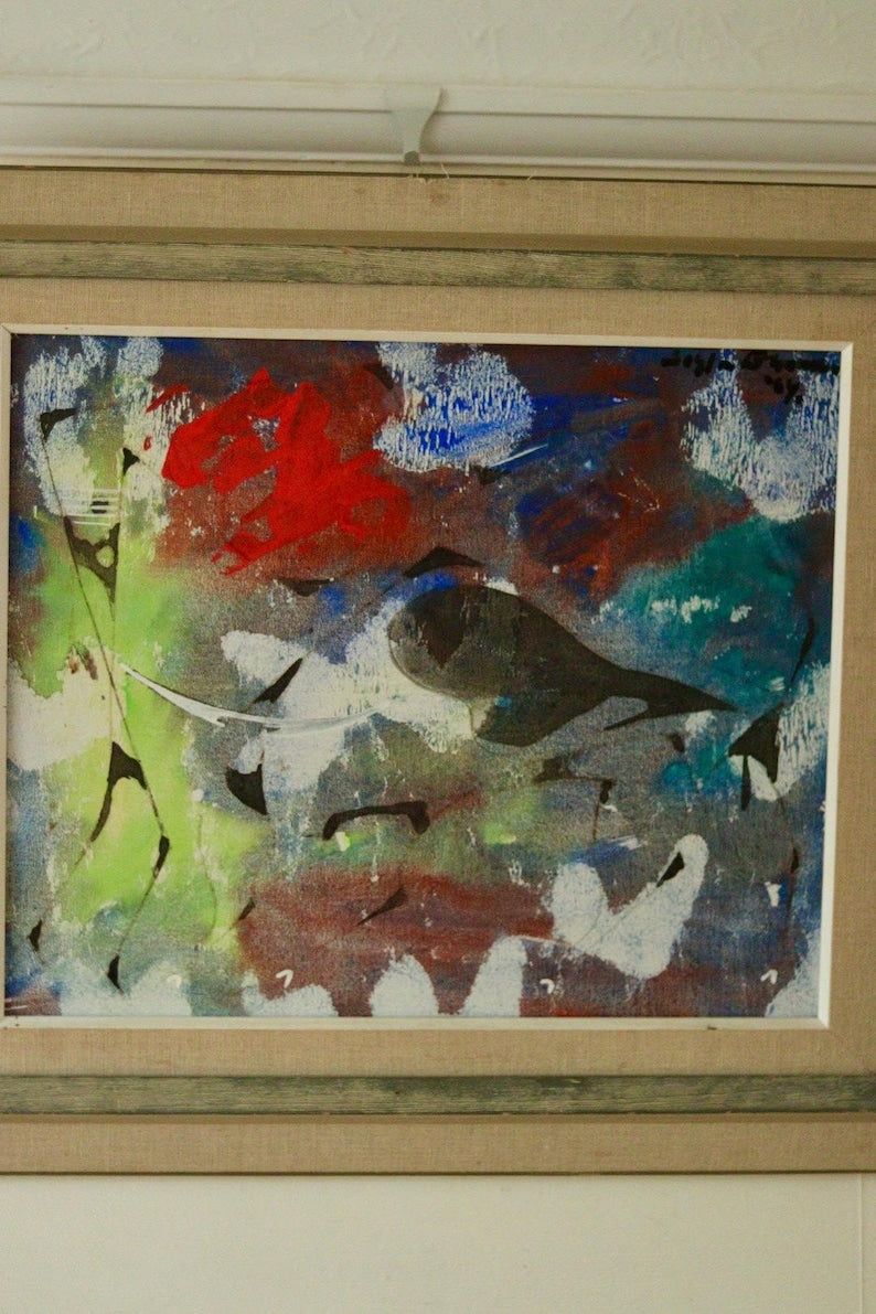 Original Oil Painting "Bullfighting" by Sigfrid Bhamba – Vintage & Framed | 55 × 63 cm / 21.7 × 24.8 in