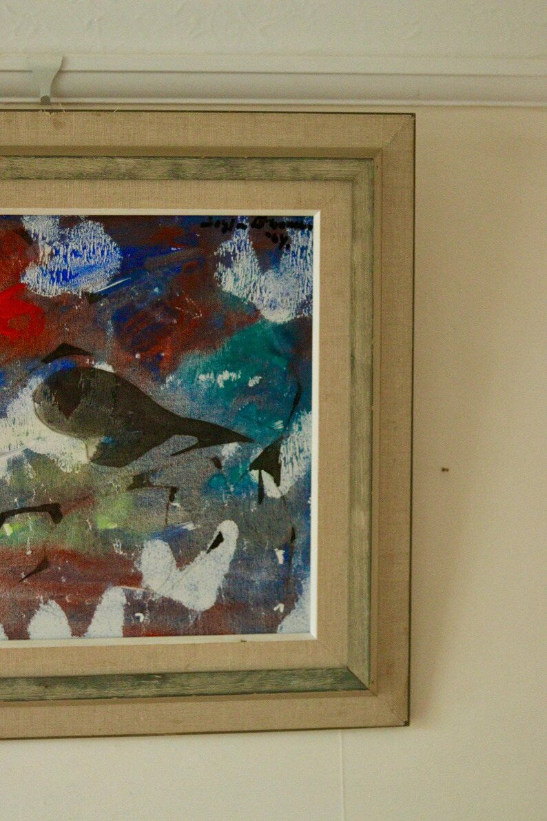 Original Oil Painting "Bullfighting" by Sigfrid Bhamba – Vintage & Framed | 55 × 63 cm / 21.7 × 24.8 in