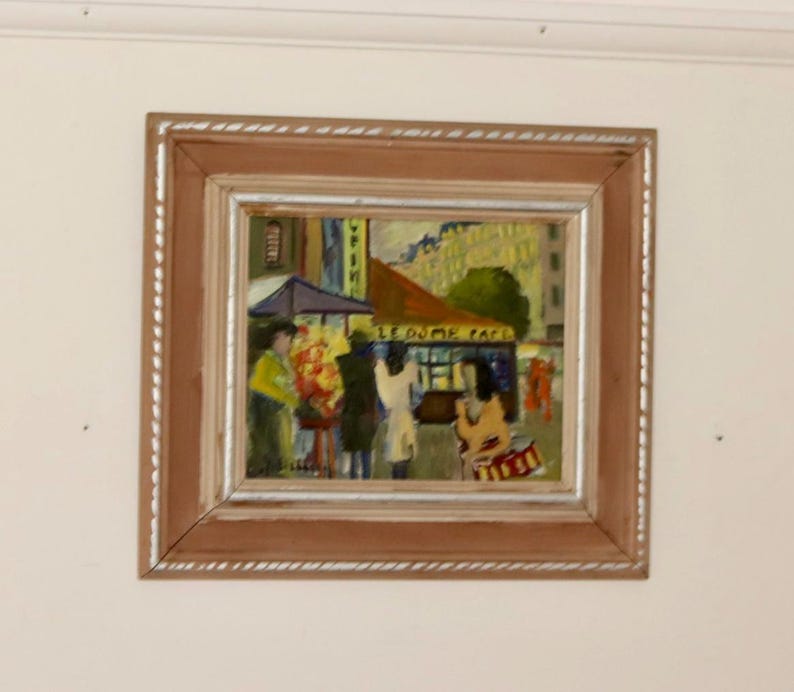 Original Swedish Oil on Panel "French Street Life" - Vintage & Framed
