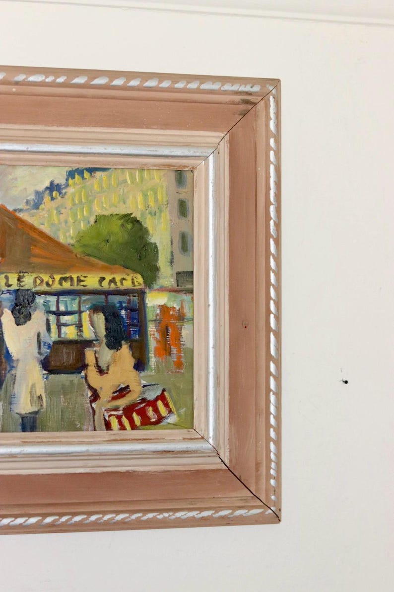 Original Swedish Oil on Panel "French Street Life" - Vintage & Framed