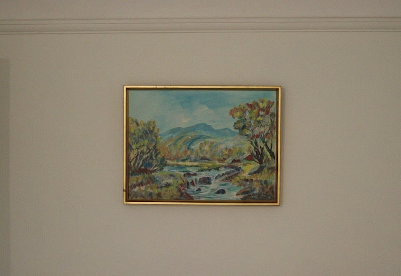 Original Swedish Oil on Canvas – “Vibrant Landscape” by R. Martin – Vintage & Framed 50 × 37 cm (19.7" × 14.6")