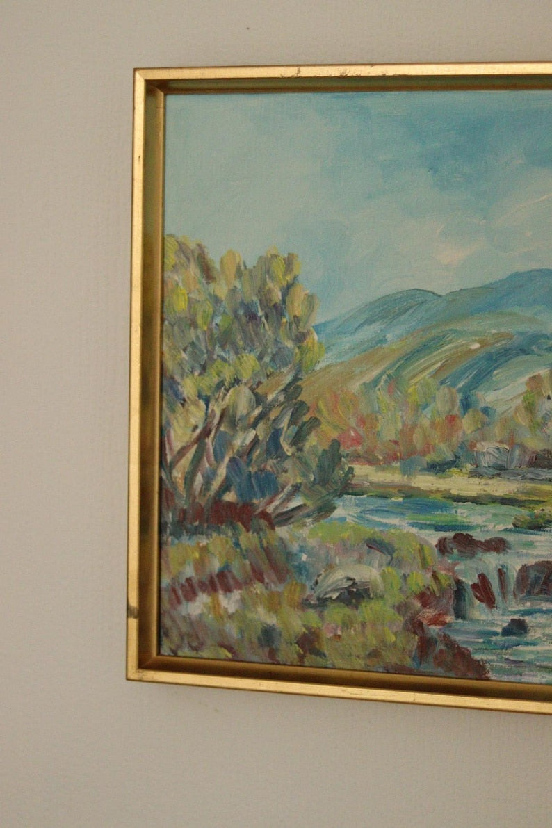 Original Swedish Oil on Canvas – “Vibrant Landscape” by R. Martin – Vintage & Framed 50 × 37 cm (19.7" × 14.6")