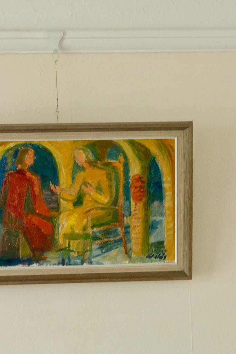 Original Swedish Oil on Panel Painting "Nicodemus" by Herbert Walås, 1965 | Vintage & Framed – 48.5 × 29.5 cm | 19.1 × 11.6 in