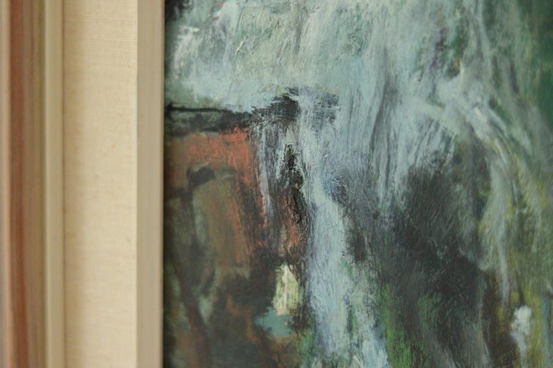 Original Swedish Oil on Panel Painting "Waterfall" by John Börén | Vintage & Framed – 58 × 37 cm | 22.8 × 14.6 in