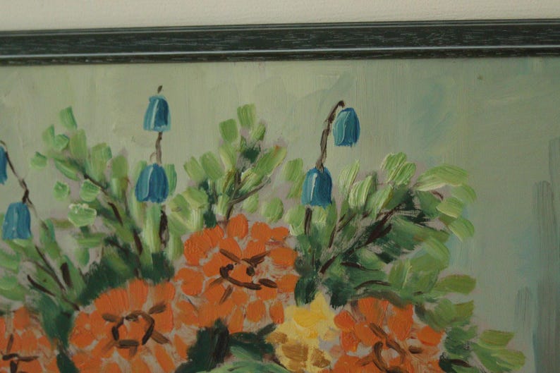 Original Vintage Oil on Panel Painting "Flowers in Vase" | Vintage & Framed – 49 × 41 cm | 19.3 × 16.1 in