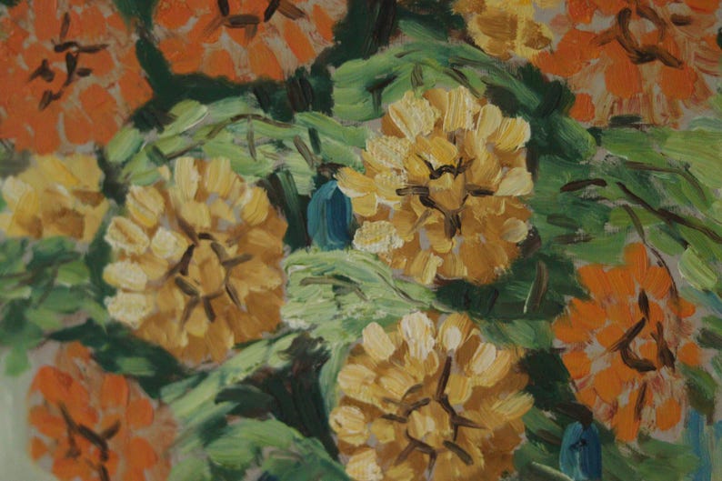 Original Vintage Oil on Panel Painting "Flowers in Vase" | Vintage & Framed – 49 × 41 cm | 19.3 × 16.1 in
