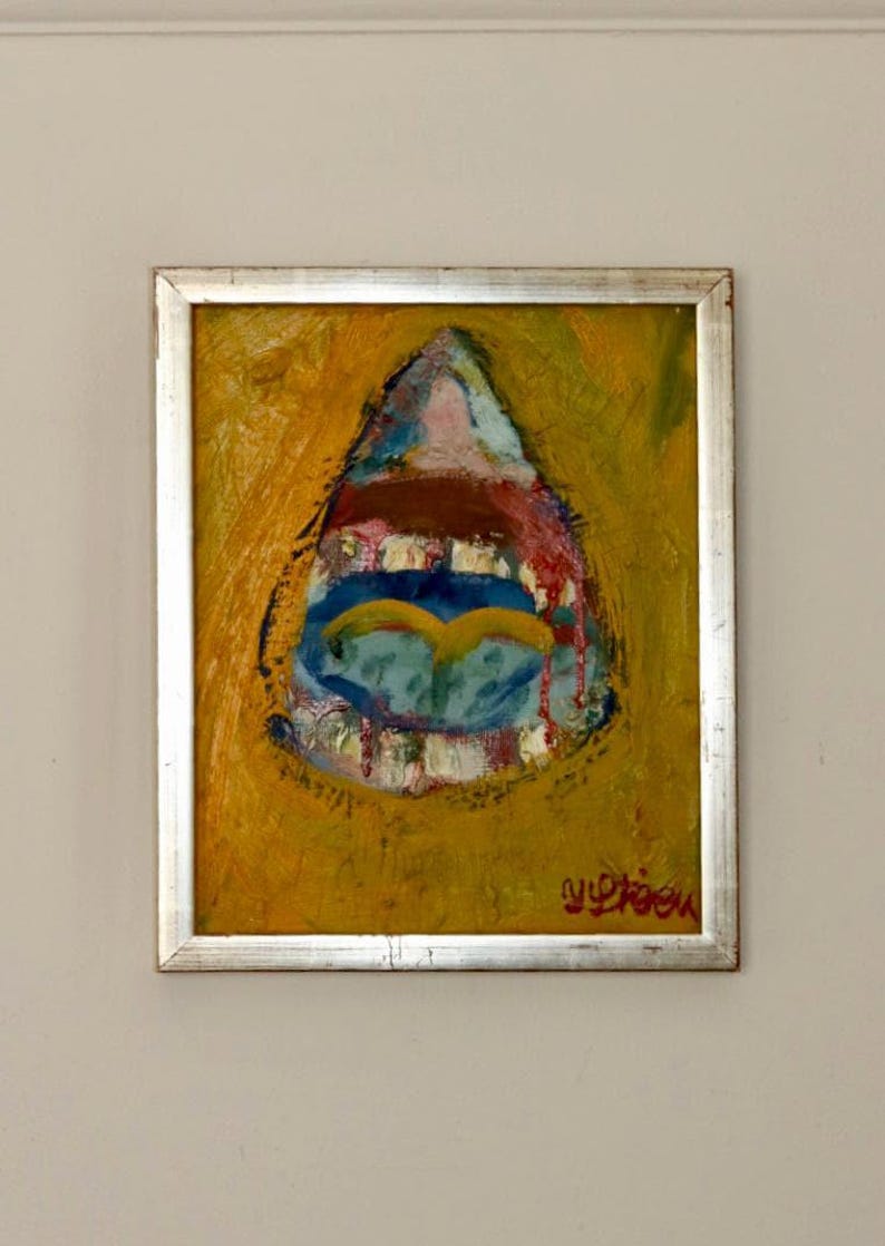 Mid-Century Original Swedish Oil on Canvas "Composition" by YNGVE STEEN - Vintage & Framed