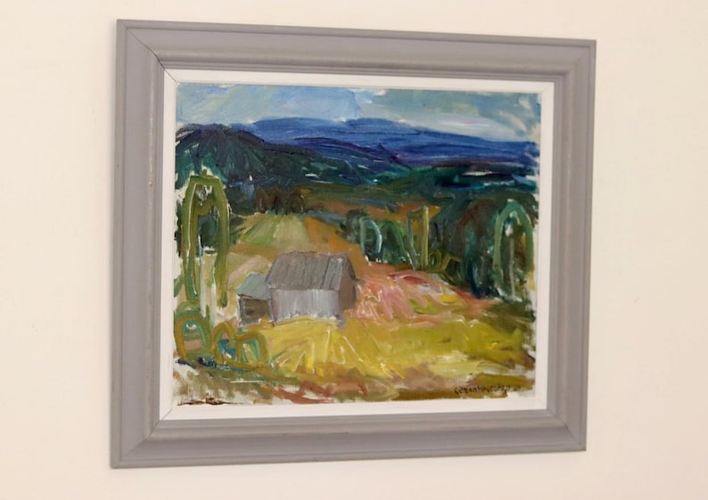 Mid-Century Original Swedish Oil on Canvas "Naturmotiv" by GÖRAN HAGEGÅRD - Vintage & Framed