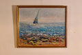 Mid century Original Swedish Oil on Canvas – Catamaran at Torre Ouva – GUNNAR INGEMAR ERIXON – Vintage & Framed, 41 x 48 cm / 16.1 x 18.9 in