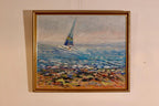 Mid century Original Swedish Oil on Canvas – Catamaran at Torre Ouva – GUNNAR INGEMAR ERIXON – Vintage & Framed, 41 x 48 cm / 16.1 x 18.9 in