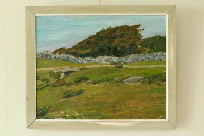Mid-20th Century Original Oil on Canvas – Landscape – Vintage & Framed, 38 x 46 cm / 15 x 18.1 in