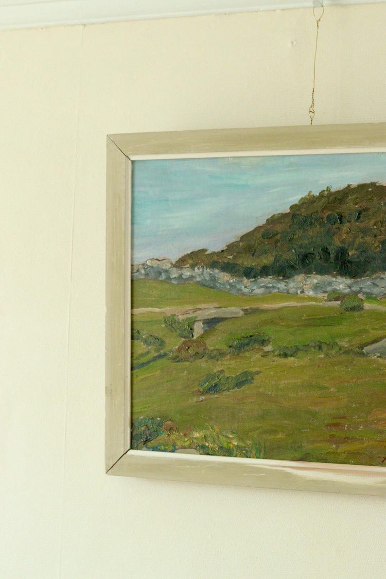 Mid-20th Century Original Oil on Canvas – Landscape – Vintage & Framed, 38 x 46 cm / 15 x 18.1 in