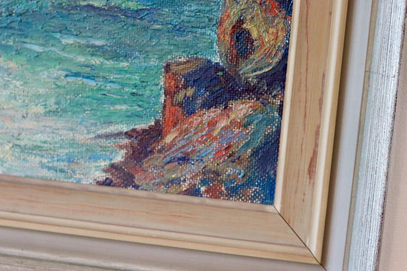 Mid-20th Century Original Oil on Panel – Ship at Sea – Vintage & Framed, 52 x 60 cm / 20.5 x 23.6 in