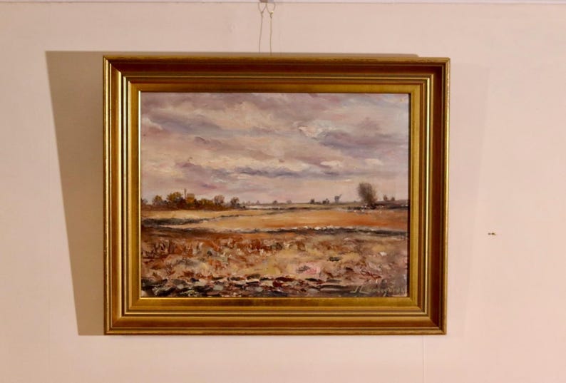 Mid-Century Original Swedish Oil on Canvas – Martian Landscape – JOEL LUNDEGÅRD– Vintage & Framed, 39 x 49 cm / 15.4 x 19.3 in