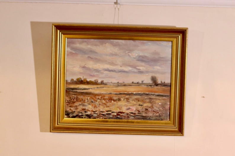Mid-Century Original Swedish Oil on Canvas – Martian Landscape – JOEL LUNDEGÅRD– Vintage & Framed, 39 x 49 cm / 15.4 x 19.3 in