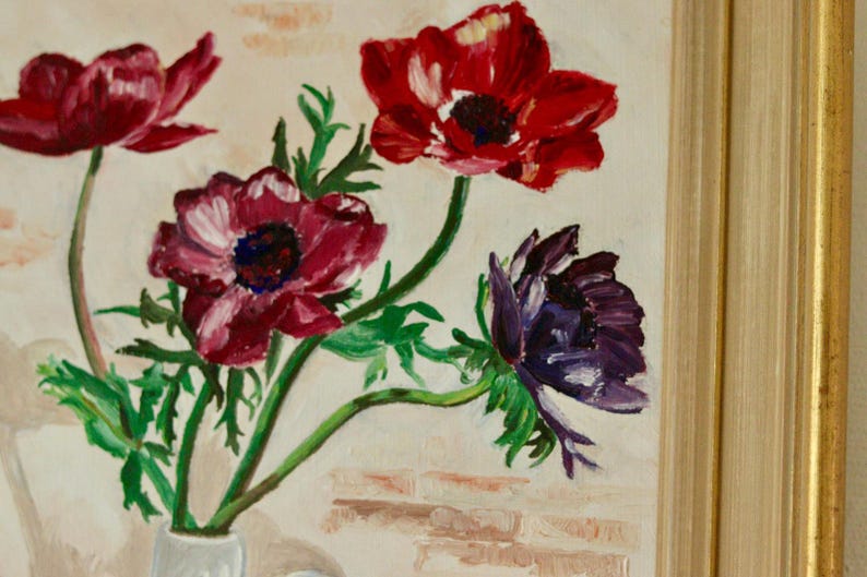 Mid-20th Century Original Swedish Oil on Panel – Still Life Flowers – FOLKE LIND – Vintage & Framed, Approx. 42.5 x 33 cm / 16.7 x 13 in
