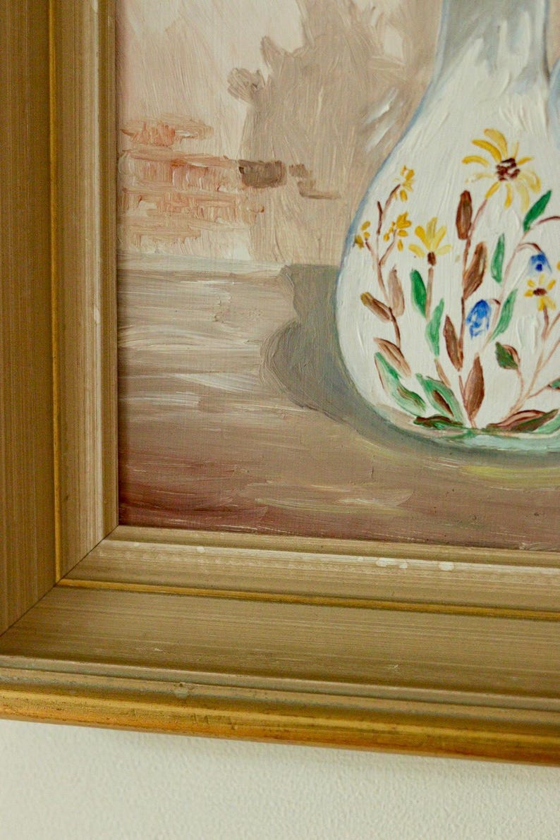 Mid-20th Century Original Swedish Oil on Panel – Still Life Flowers – FOLKE LIND – Vintage & Framed, Approx. 42.5 x 33 cm / 16.7 x 13 in