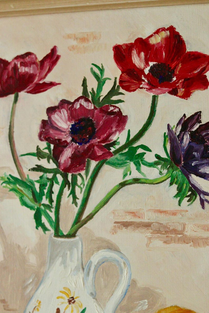 Mid-20th Century Original Swedish Oil on Panel – Still Life Flowers – FOLKE LIND – Vintage & Framed, Approx. 42.5 x 33 cm / 16.7 x 13 in