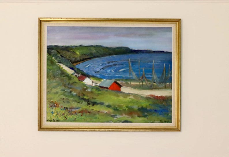 Original 1970's Swedish Vintage Oil On Canvas Painting "Kåseberga" by Harry Sohlberg --Vintage & Framed