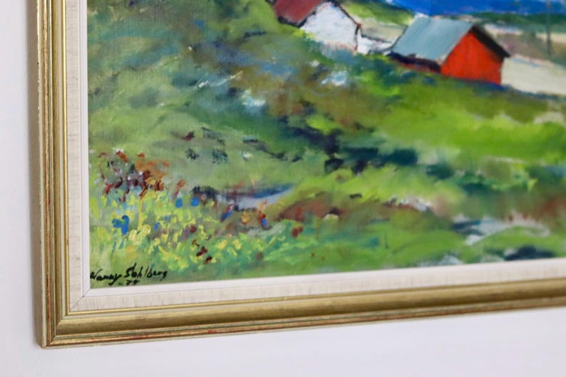 Original 1970's Swedish Vintage Oil On Canvas Painting "Kåseberga" by Harry Sohlberg --Vintage & Framed