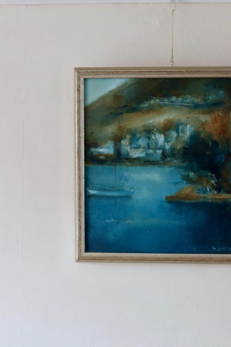 Original Swedish Oil on Canvas – Sea Motif – K. JÖRDAHN (1971) – Vintage & Framed, 37 x 37 cm / 14.6 x 14.6 in