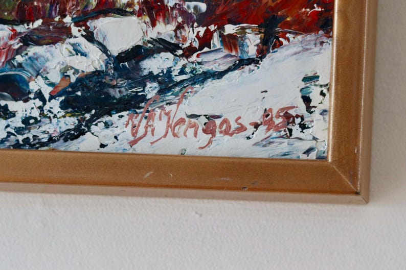 Swedish Oil Painting "Uddevalla 1995" by Veikko Kangas - Vintage, Framed | 36 x 26 cm / 14.2 x 10.2 in
