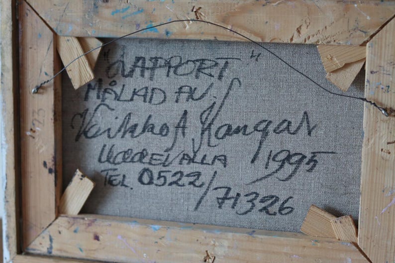 Swedish Oil Painting "Uddevalla 1995" by Veikko Kangas - Vintage, Framed | 36 x 26 cm / 14.2 x 10.2 in