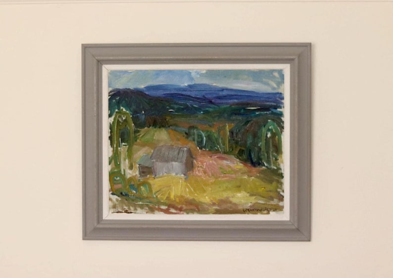 Mid-Century Original Swedish Oil on Canvas "Naturmotiv" by GÖRAN HAGEGÅRD - Vintage & Framed