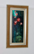 Swedish Mid-Century Oil On Panel Painting" Flower still life, Roses" by RUNE WAHLSTRÖM --Vintage & Framed