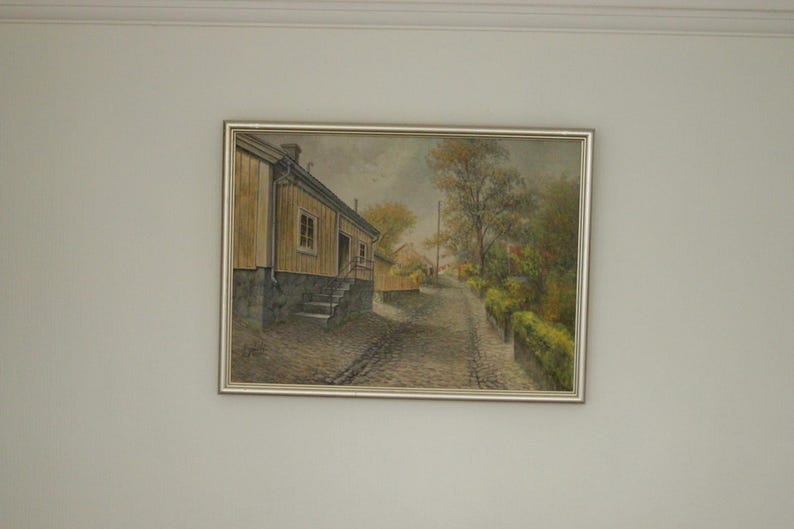 Original Canvas Oil Painting Besvärsgatan by Georg Hult Oskarshamn 46x 62 (approx 18x24 in)