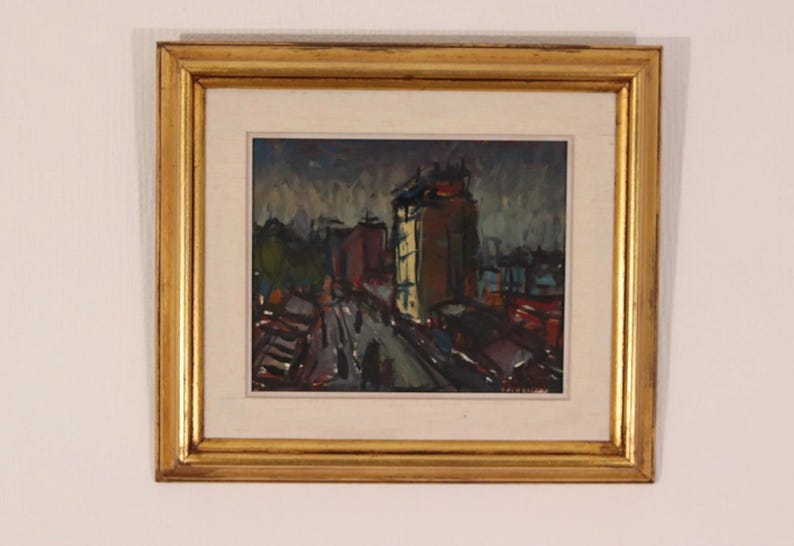 Original Swedish Oil on Panel – “City II” by P.O. Zachrisson – Signed & Framed – 36 × 42 cm (14.2" × 16.5")