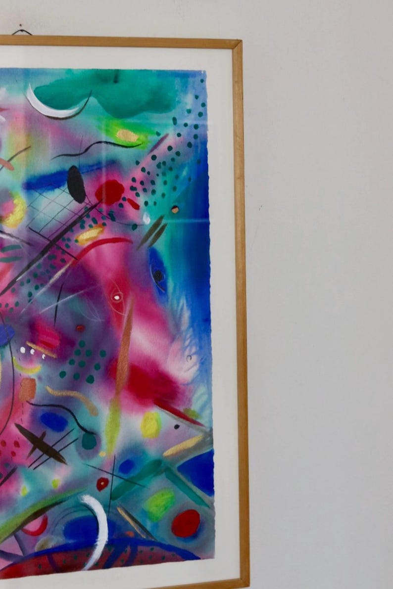 Mixed Media on Panel Painting "Joust" by MARINA LOMAKINA -- Framed