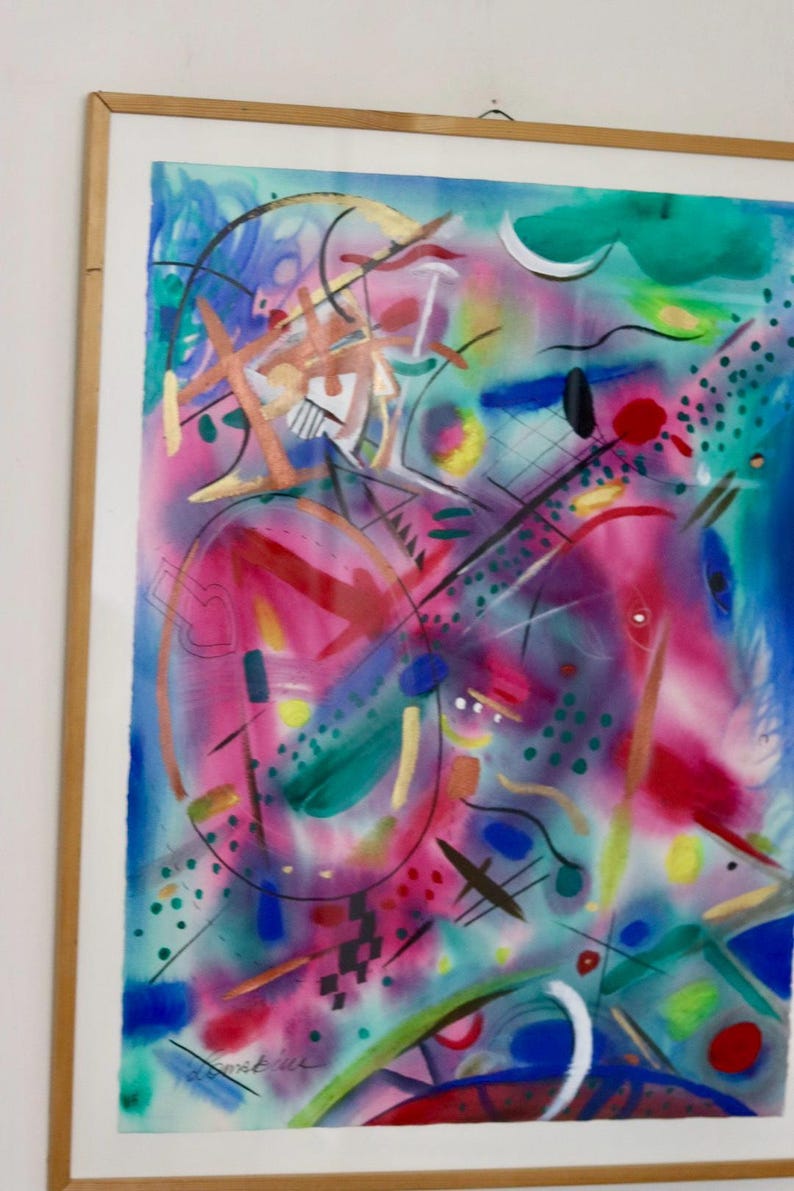 Mixed Media on Panel Painting "Joust" by MARINA LOMAKINA -- Framed