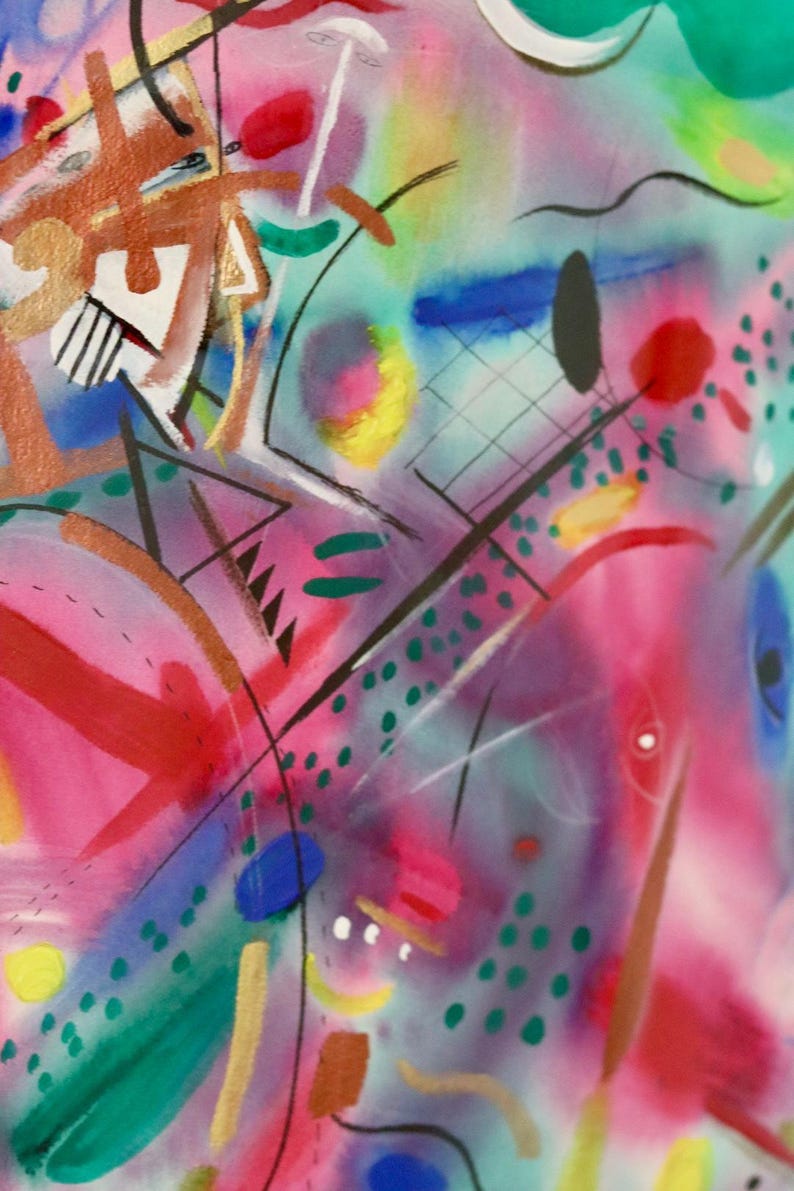 Mixed Media on Panel Painting "Joust" by MARINA LOMAKINA -- Framed