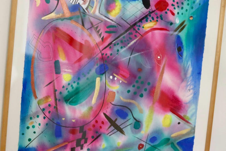 Mixed Media on Panel Painting "Joust" by MARINA LOMAKINA -- Framed