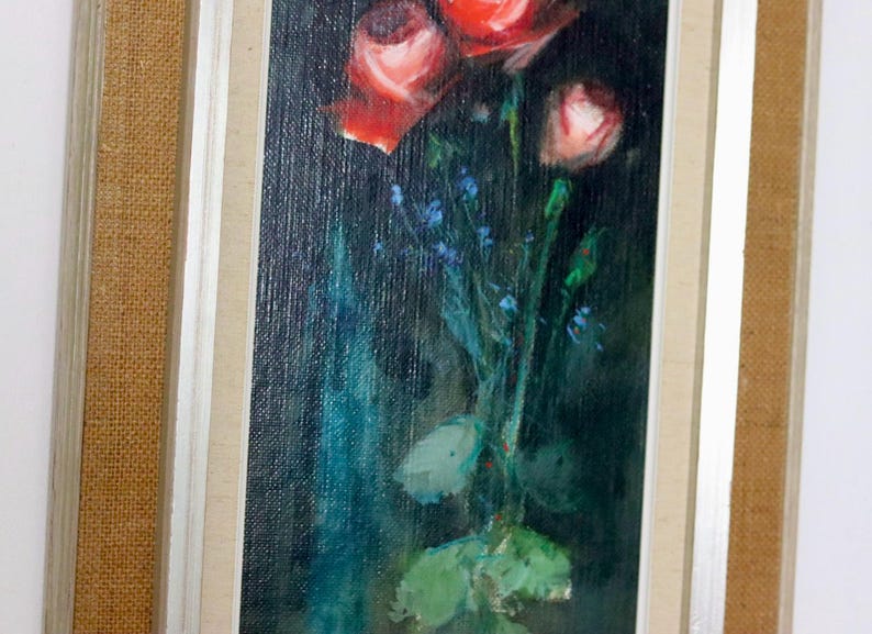 Swedish Mid-Century Oil On Panel Painting" Flower still life, Roses" by RUNE WAHLSTRÖM --Vintage & Framed
