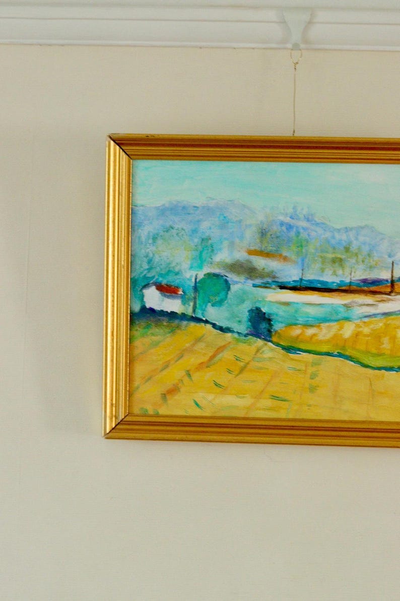 Original Swedish Oil Painting "Landscape" by Gerhard Larsson – Vintage & Framed | 40 × 32 cm / 15.7 × 12.6 in
