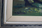 Swedish Mid-Century Oil On Canvas Painting "Woman and House" by Kurt Rosander--Vintage & Framed