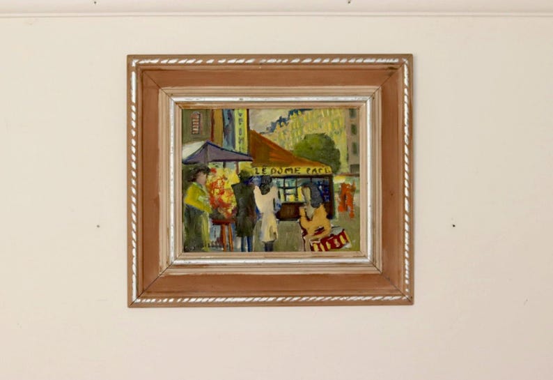 Original Swedish Oil on Panel "French Street Life" - Vintage & Framed
