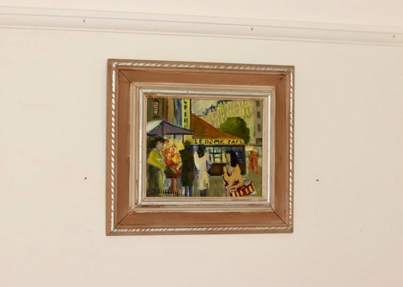 Original Swedish Oil on Panel "French Street Life" - Vintage & Framed